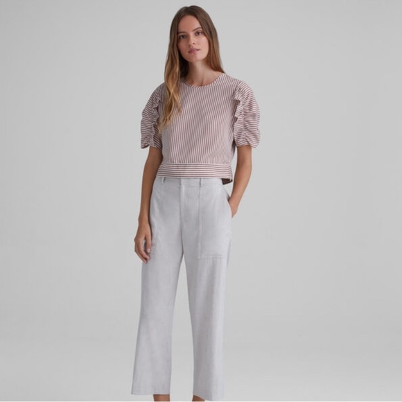 Club Monaco ruffle short-sleeve striped cropped top size small - Picture 9 of 10